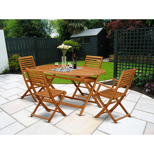Wooden Patio Set Natural Oil DIBS52CANA By East West Furniture | Outdoor Dining Sets | Modishstore