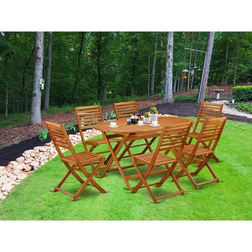 Wooden Patio Set Natural Oil DIBS7CWNA By East West Furniture | Outdoor Dining Sets | Modishstore