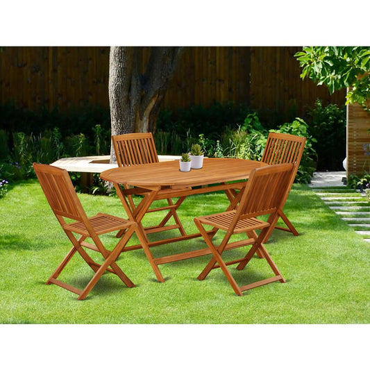 Wooden Patio Set Natural Oil DICM5CWNA By East West Furniture | Outdoor Dining Sets | Modishstore