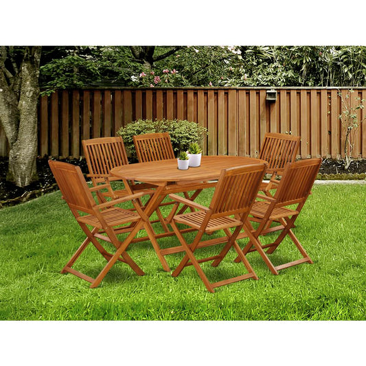 Wooden Patio Set Natural Oil DICM7CANA By East West Furniture | Outdoor Dining Sets | Modishstore