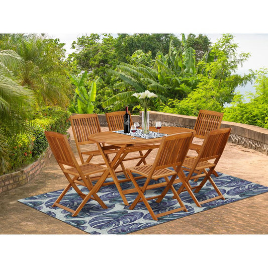 Wooden Patio Set Natural Oil DICM7CWNA By East West Furniture | Outdoor Dining Sets | Modishstore