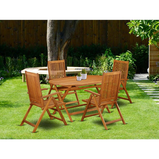 Wooden Patio Set Natural Oil DICN5NC5N By East West Furniture | Outdoor Dining Sets | Modishstore