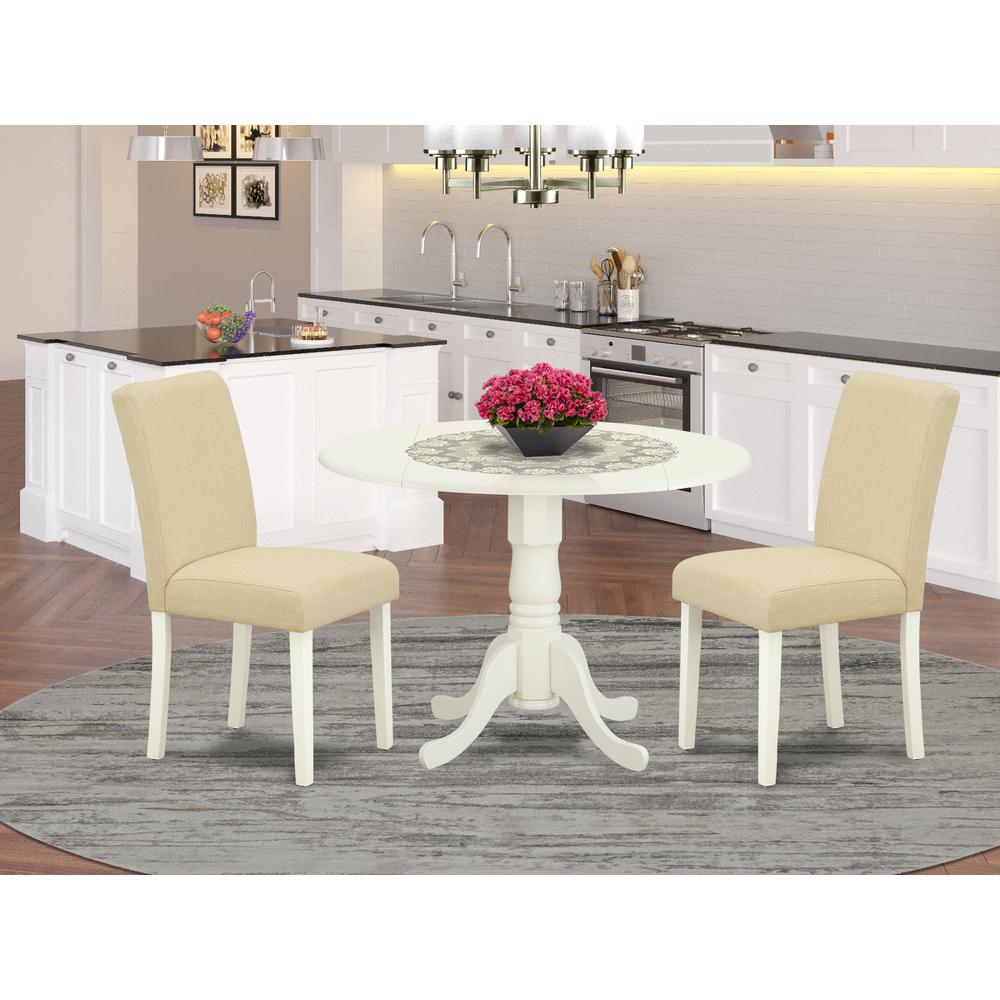 Dining Room Set Linen White DLAB3-LWH-02 By East West Furniture | Dining Sets | Modishstore