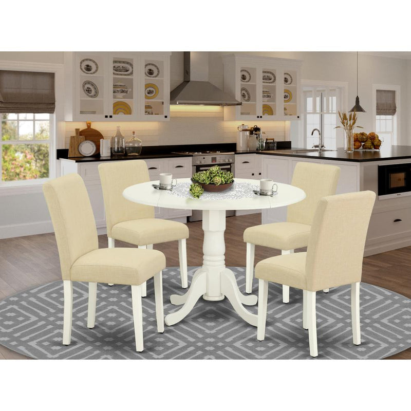 Dining Room Set Linen White DLAB5-LWH-02 By East West Furniture | Dining Sets | Modishstore
