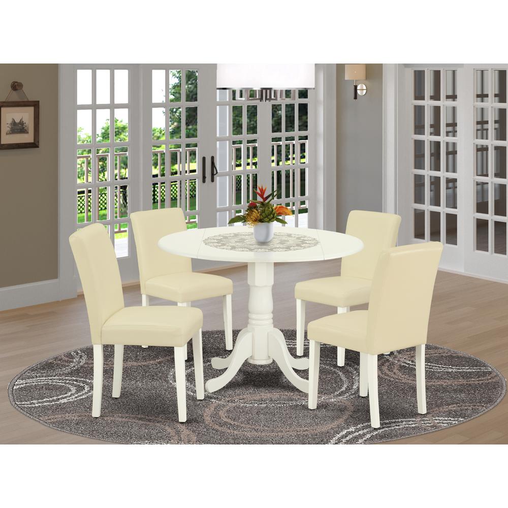Dining Room Set Linen White DLAB5-LWH-64 By East West Furniture | Dining Sets | Modishstore