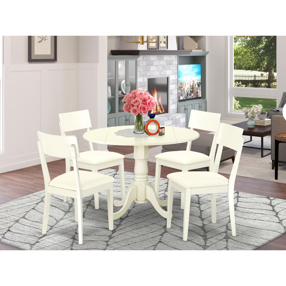 Dining Room Set Linen White DLAD5-LWH-LC By East West Furniture | Dining Sets | Modishstore