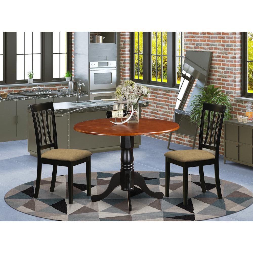 Dining Set - 3 Pcs With 2 Wood Chairs By East West Furniture - Dlan3-Bch-C | Dining Sets | Modishstore - 2