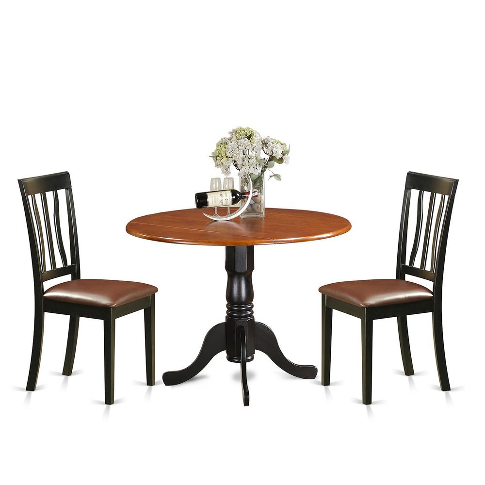 Dining Set - 3 Pcs With 2 Wood Chairs By East West Furniture - Dlan3-Bch-Lc | Dining Sets | Modishstore - 2