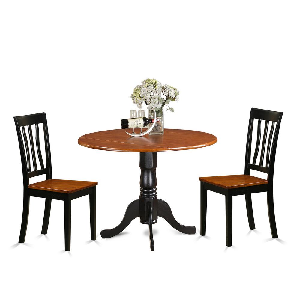 Dining Set - 3 Pcs With 2 Wooden Chairs By East West Furniture - Dlan3-Bch-W | Dining Sets | Modishstore - 2
