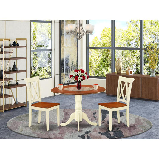 Dining Room Set Buttermilk & Cherry DLCL3-BMK-W By East West Furniture | Dining Sets | Modishstore