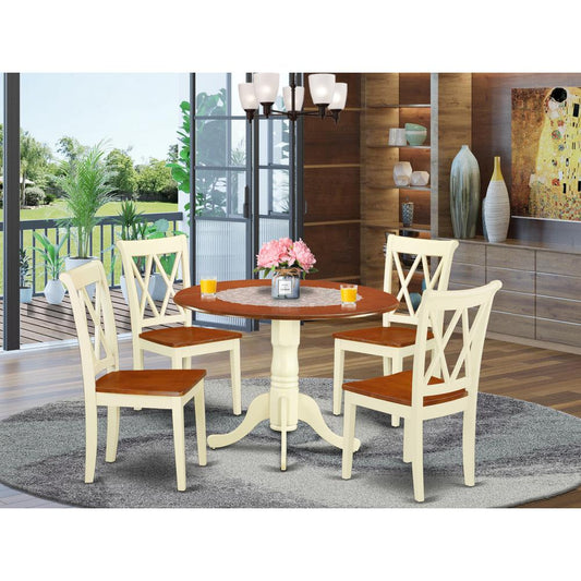 Dining Room Set Buttermilk & Cherry DLCL5-BMK-W By East West Furniture | Dining Sets | Modishstore