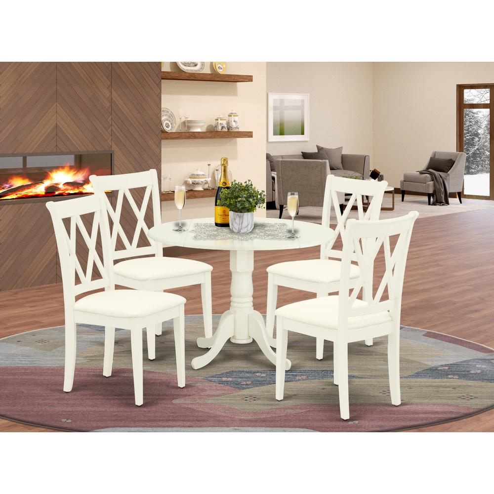 Dining Room Set Linen White DLCL5-WHI-C By East West Furniture | Dining Sets | Modishstore