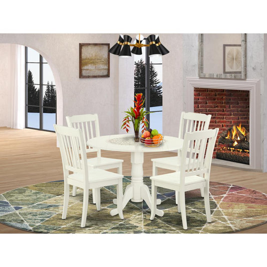 Dining Room Set Linen White DLDA5-LWH-W By East West Furniture | Dining Sets | Modishstore