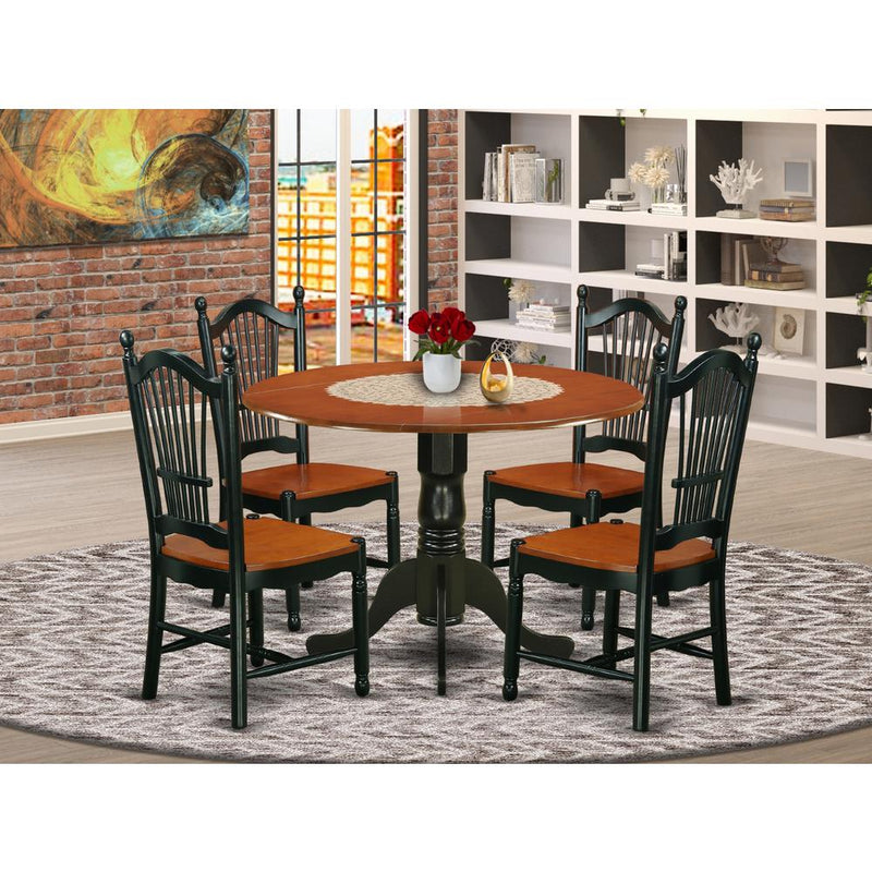 Dining Room Set Black & Cherry DLDO5-BCH-W By East West Furniture | Dining Sets | Modishstore