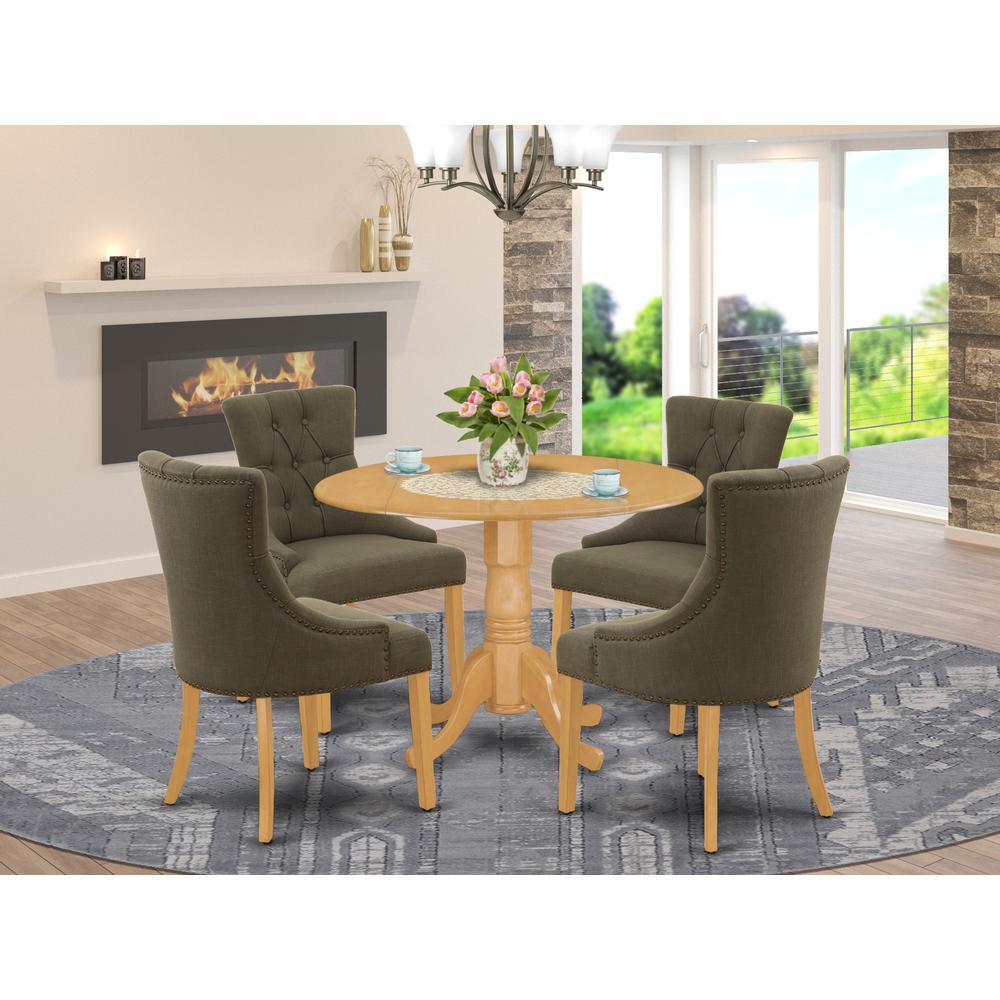 Dining Room Set Oak DLFR5-OAK-20 By East West Furniture | Dining Sets | Modishstore