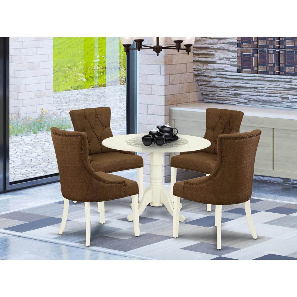 Dining Room Set Linen White DLFR5-WHI-18 By East West Furniture | Dining Sets | Modishstore