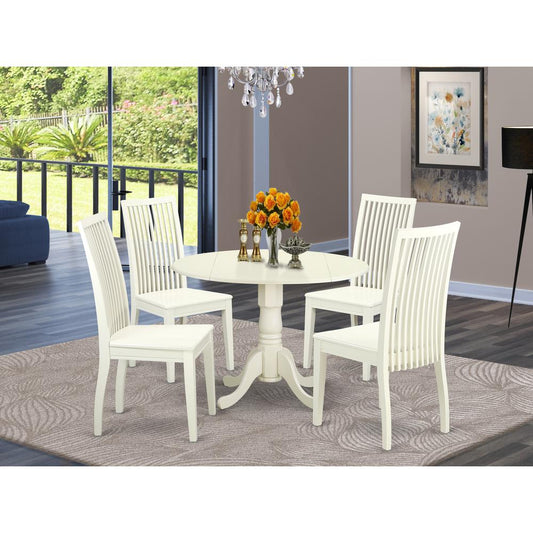 Dining Room Set Linen White DLIP5-LWH-W By East West Furniture | Dining Sets | Modishstore