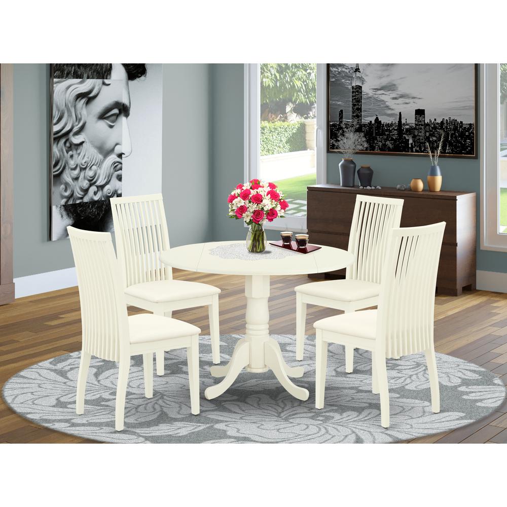 Dining Room Set Linen White DLIP5-WHI-C By East West Furniture | Dining Sets | Modishstore