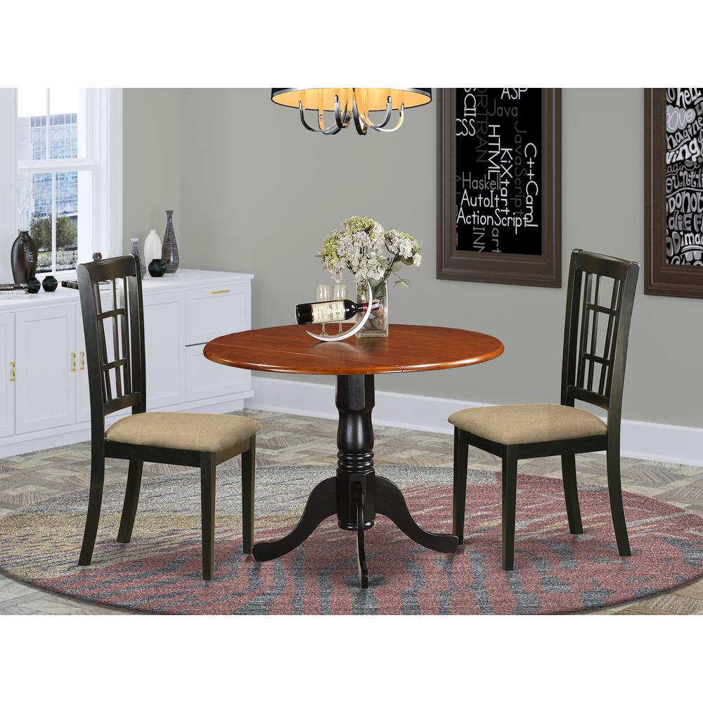 3 Pc Kitchen Table Set-Dining Table And 2 Wood Kitchen Chairs By East West Furniture - Dlni3-Bch-C | Dining Sets | Modishstore - 2