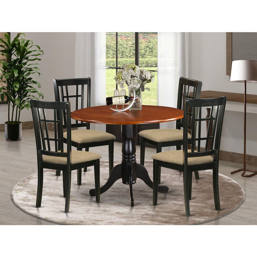 5 Pc Kitchen Table Set-Dining Table And 4 Wood Kitchen Chairs By East West Furniture - Dlni5-Bch-C | Dining Sets | Modishstore - 2