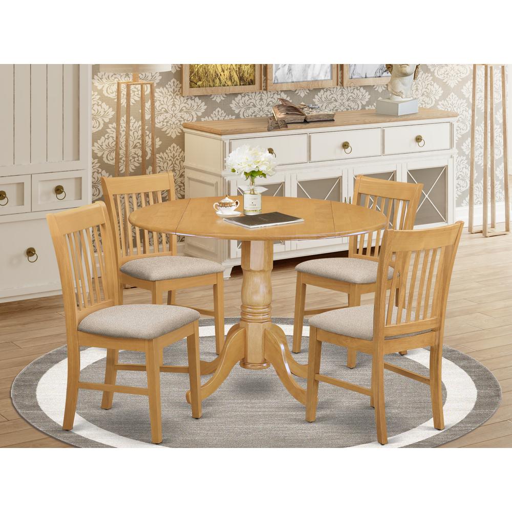 5 Pc Small Kitchen Table Set-Round Kitchen Table And 4 Dining Chairs. By East West Furniture | Dining Sets | Modishstore - 2