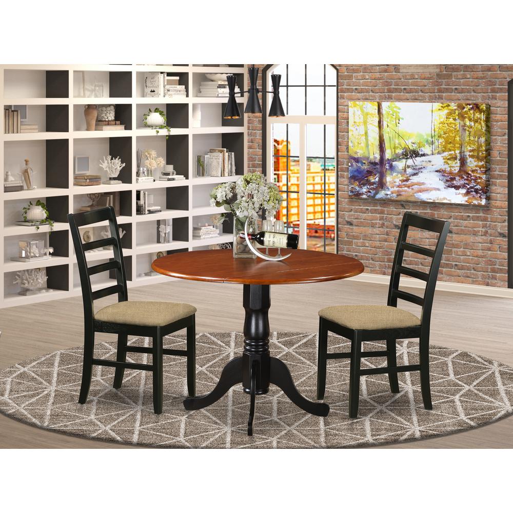 3 Pc Kitchen Table Set-Dining Table And 2 Linen Kitchen Chairs By East West Furniture | Dining Sets | Modishstore - 2