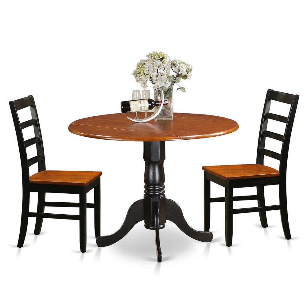 3 Pc Kitchen Table Set-Dining Table And 2 Wooden Kitchen Chairs By East West Furniture - Dlpf3-Bch-W | Dining Sets | Modishstore - 2