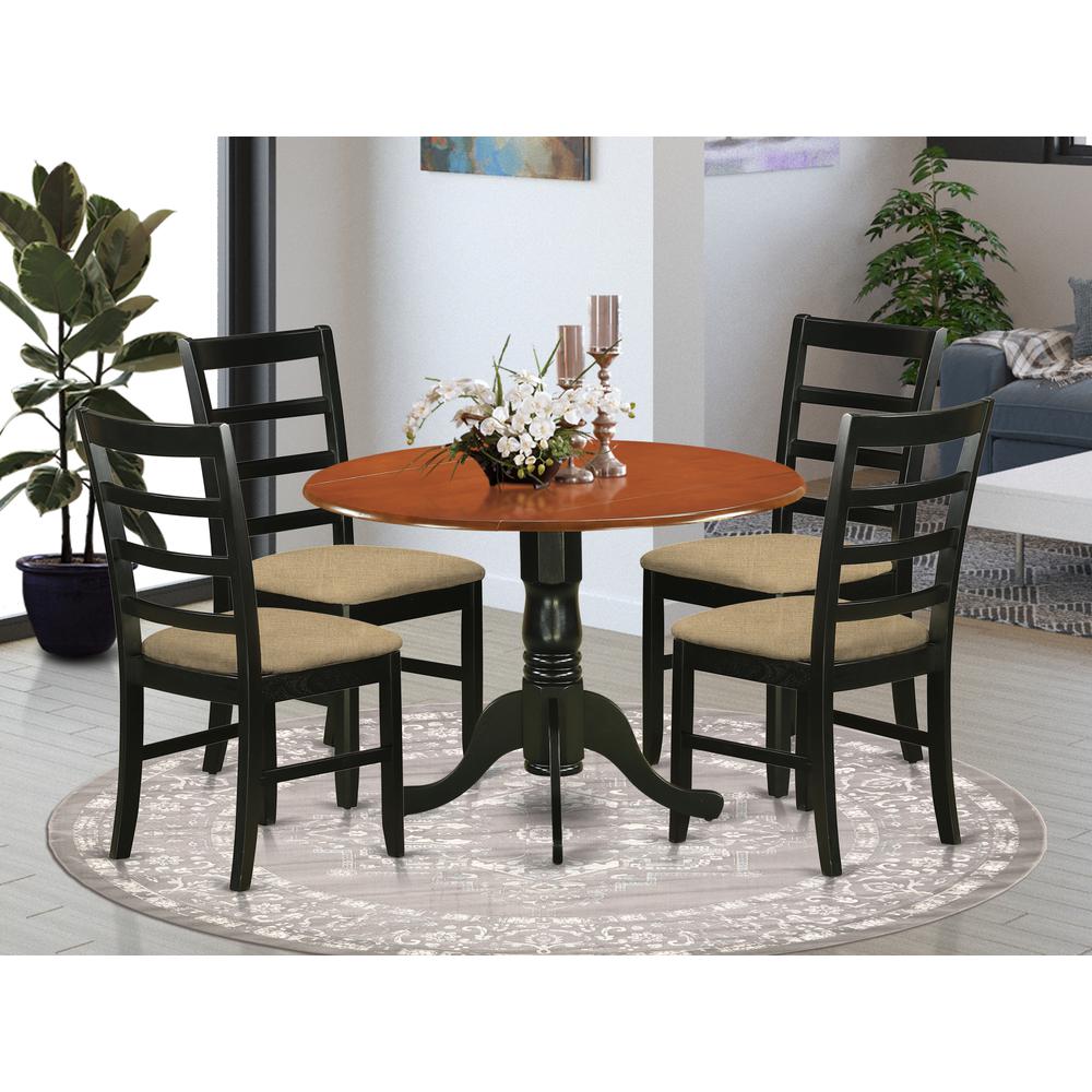 5 Pc Kitchen Table Set-Dining Table And 4 Wooden Kitchen Chairs By East West Furniture - Dlpf5-Bch-C | Dining Sets | Modishstore - 2