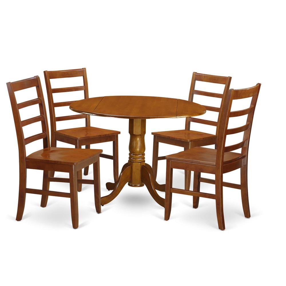 5 Pc Kitchen Table Set-Dining Table And 4 Wood Kitchen Chairs By East West Furniture - Dlpf5-Sbr-W | Dining Sets | Modishstore - 2