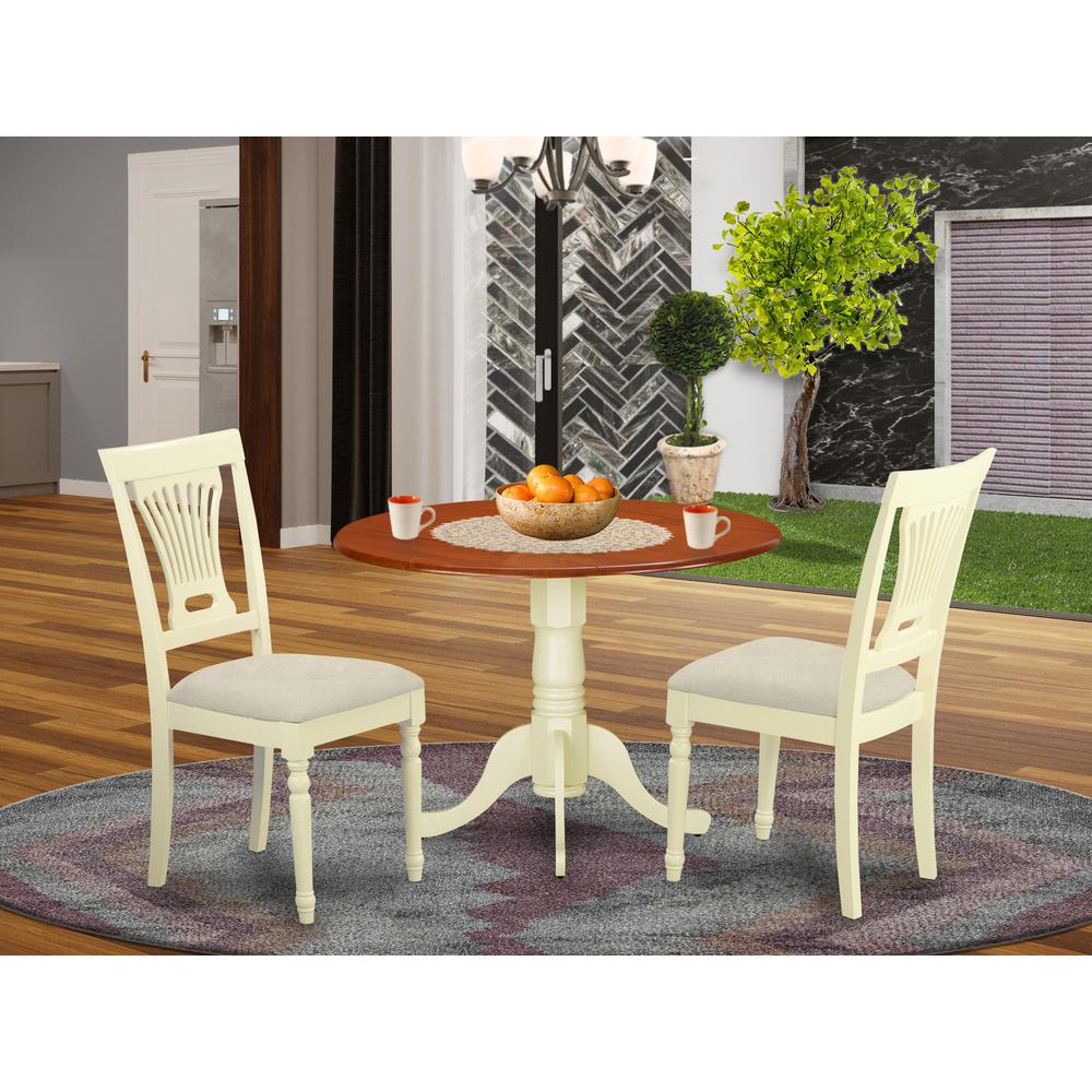 3 Pc Kitchen Table Set-Dining Table And 2 Wooden Kitchen Chairs In Buttermilk And Cherry By East West Furniture | Dining Sets | Modishstore - 2