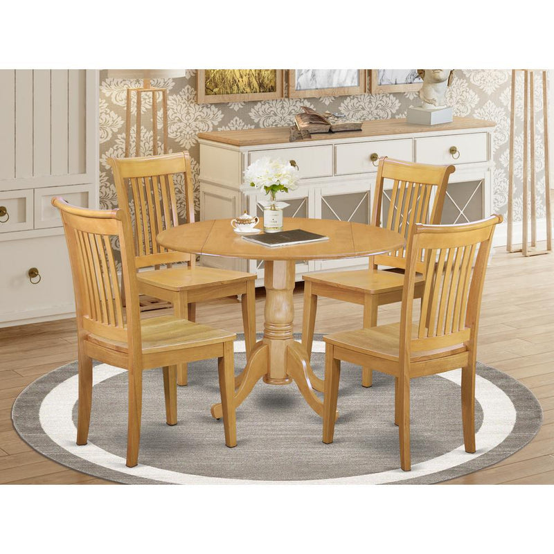 Dining Room Set Oak DLPO5-OAK-W By East West Furniture | Dining Sets | Modishstore