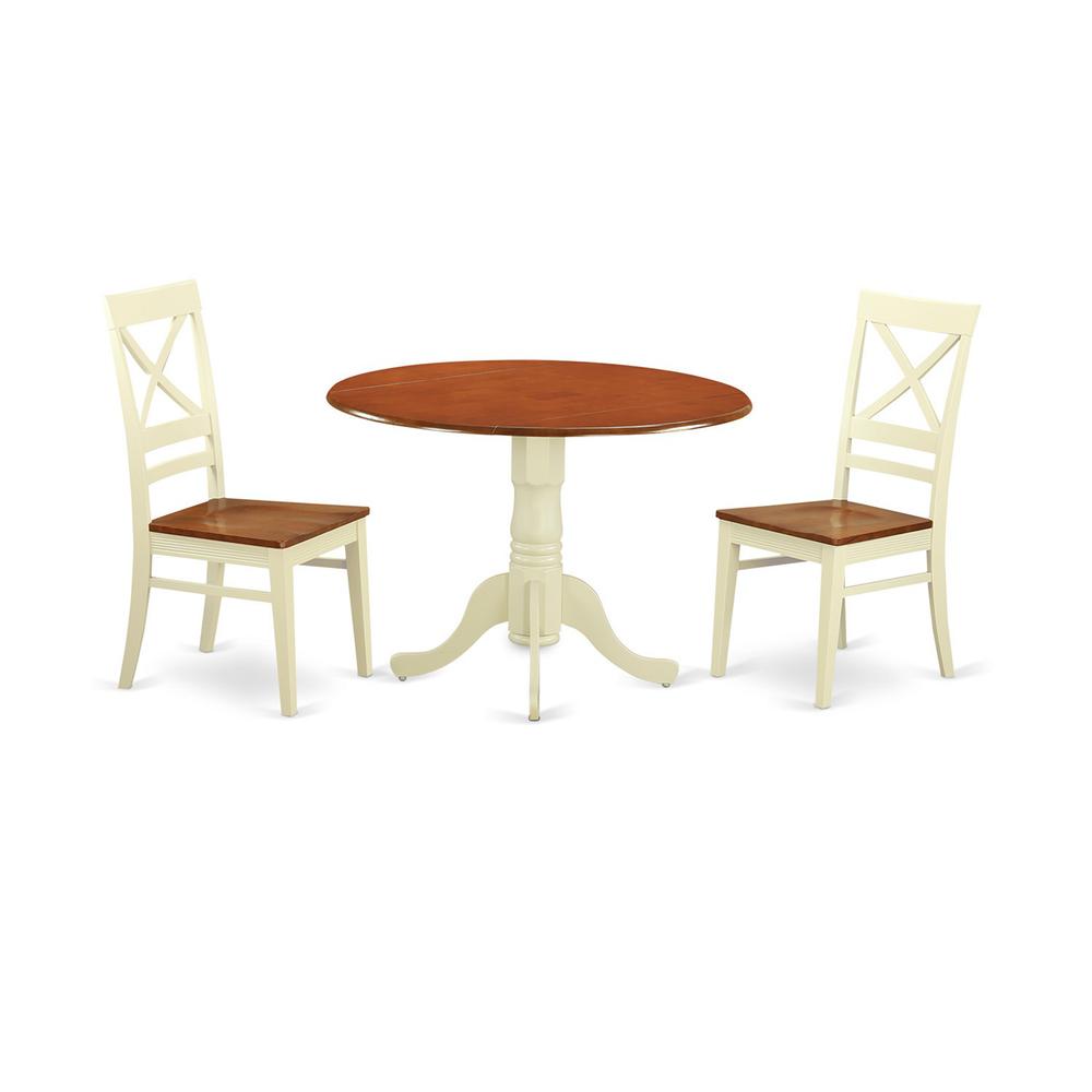 3 Pc Dining Room Set For 2-Dinette Table And 2 Dinette Chairs By East West Furniture - Dlqu3-Bmk-W | Dining Sets | Modishstore - 2