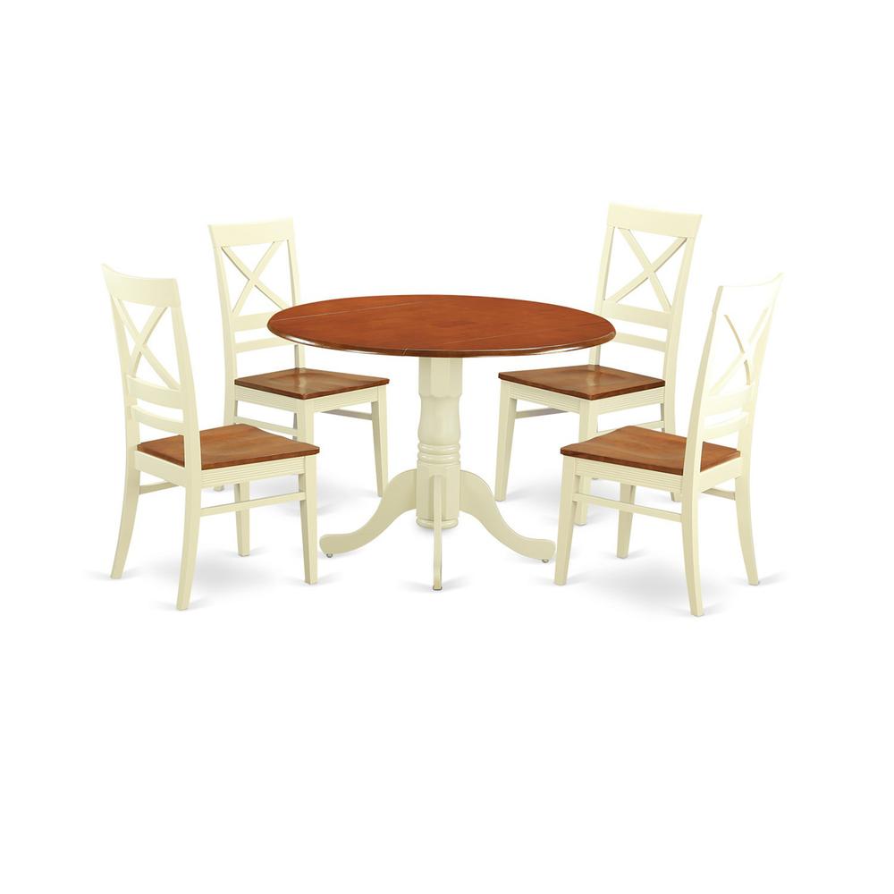 5 Pc Small Kitchen Table Set - Kitchen Table And 4 Dinette Chairs By East West Furniture - Dlqu5-Bmk-W | Dining Sets | Modishstore - 2
