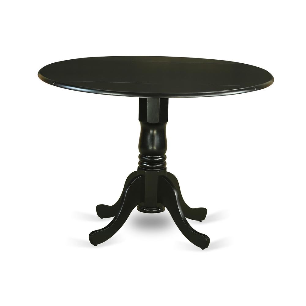 Dublin Round Table With Two 9" Drop Leaves In Black And Cherry Finish By East West Furniture | Dining Tables | Modishstore - 5