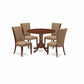 A Dining Room Table Set Of 4 Fantastic Kitchen Chairs With Linen Fabric Light Sable Color And A Stunning Mid-Century Dining Table With Mahogany Finish By East West Furniture | Dining Sets | Modishstore