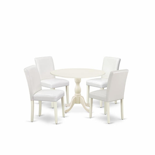 5 Piece Dinning Room Table Set Contains 1 Wooden Table And 4 White Chair By East West Furniture | Dining Sets | Modishstore