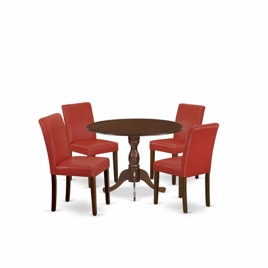 5 Piece Dining Table Set Contains 1 Dining Table And 4 Red Chairs By East West Furniture | Dining Sets | Modishstore