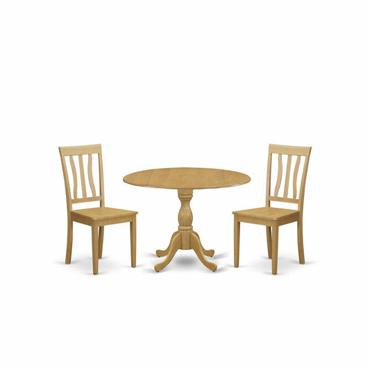 3 Pc Dining Room Set Set - Dinner Table And 2 Oak Wooden Chairs For Dining Room By East West Furniture | Dining Sets | Modishstore