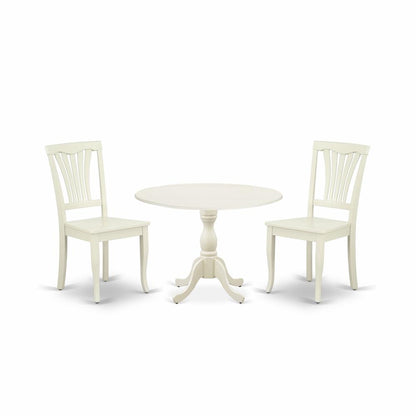 3 Piece Modern Dining Table Set Contains 1 Drop Leaves Dining Table And 2 Linen White Dining Chairs By East West Furniture | Dining Sets | Modishstore