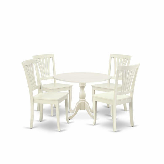 5 Piece Dining Room Set Contains 1 Drop Leaves Dining Room Table And 4 Linen White Kitchen Chairs And Dining Tables By East West Furniture | Dining Sets | Modishstore