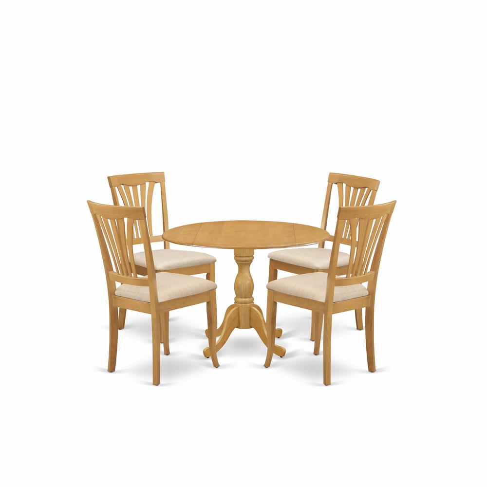 5 Piece Dining Room Set Contains 1 Drop Leaves Dining Room Table And 4 Linen White Kitchen Chairs And Dining Tables By East West Furniture | Dining Sets | Modishstore - 4