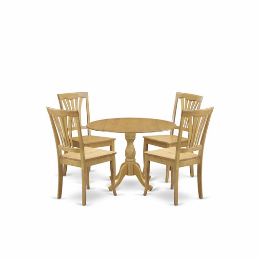 5 Piece Dining Room Table Set - Dropleaf Dining Room Table And 4 Oak Wooden Dining Chairs And Dining Tables By East West Furniture | Dining Sets | Modishstore