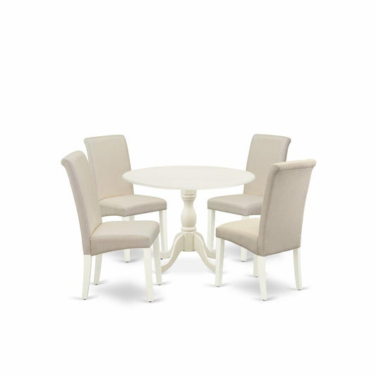 5 Piece Dining Room Set Consists Of 1 Dining Table And 4 Cream Dining Chair By East West Furniture | Dining Sets | Modishstore