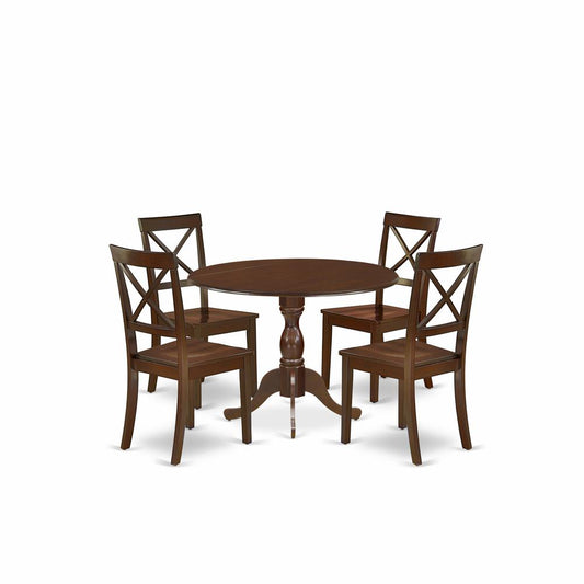 5 Piece Dining Table Set Contains 1 Drop Leaves Dining Table And 4 Mahogany Mid Century Modern Dining Chairs By East West Furniture | Dining Sets | Modishstore