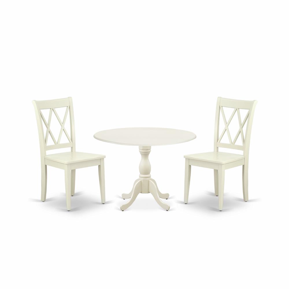 3 Piece Dining Set Contains 1 Drop Leaves Dining Room Table And 2 Linen White Dinning Room Chairs And Dining Tables By East West Furniture | Dining Sets | Modishstore