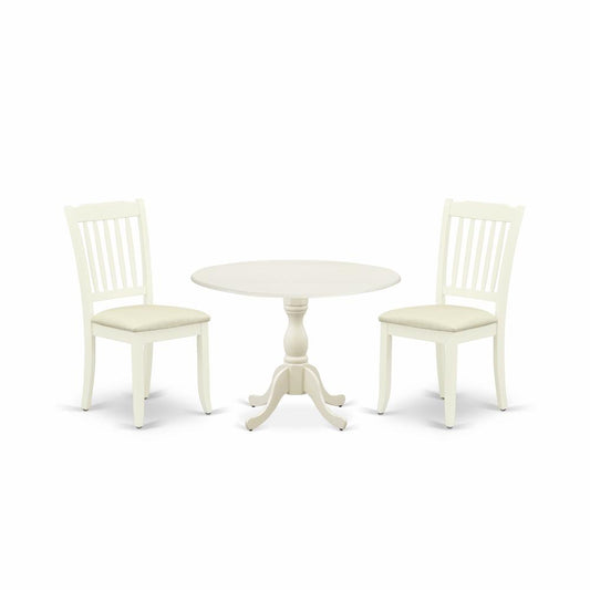 3 Piece Dining Room Table Set Includes 1 Dining Room Table And 2 Linen White Dining Chairs By East West Furniture | Dining Sets | Modishstore