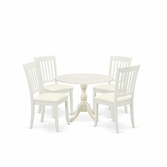 5 Piece Dining Room Set Consists Of 1 Drop Leaves Dining Room Table And 4 Linen White Kitchen Chairs And Dining Tables By East West Furniture | Dining Sets | Modishstore