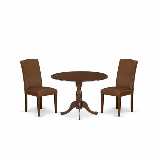 3 Piece Modern Dining Table Set Consists Of 1 Wooden Dining Table And 2 Brown Dining Chairs By East West Furniture | Dining Sets | Modishstore