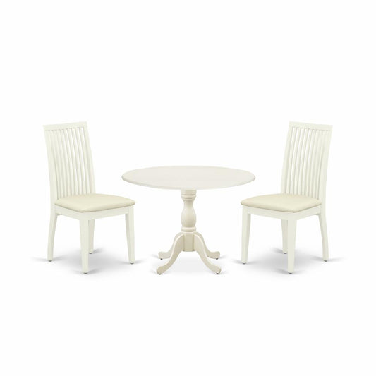 3 Piece Dining Room Table Set Contains 1 Drop Leaves Dining Room Table And 2 Linen White Dining Room Chairs By East West Furniture | Dining Sets | Modishstore