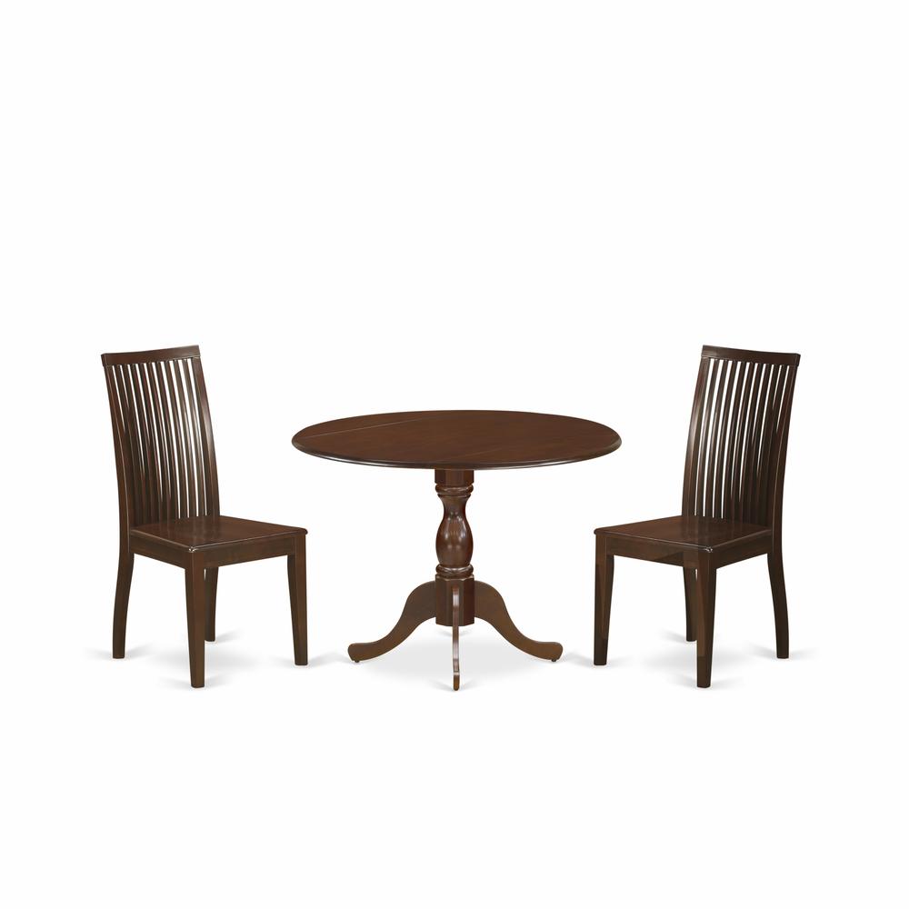 3 Piece Dropleaf Dining Table Set - Mahogany Wood Table And 2 Mahogany Kitchen Table Chairs And Dining Tables By East West Furniture | Dining Sets | Modishstore